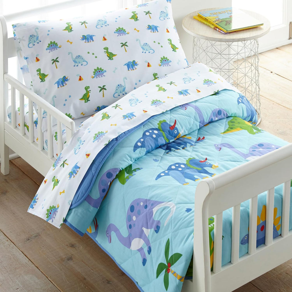 Kids Cotton Toddler Comforter Set – Soft & Lightweight, Fits Standard Crib Mattress - Dinosaur Land