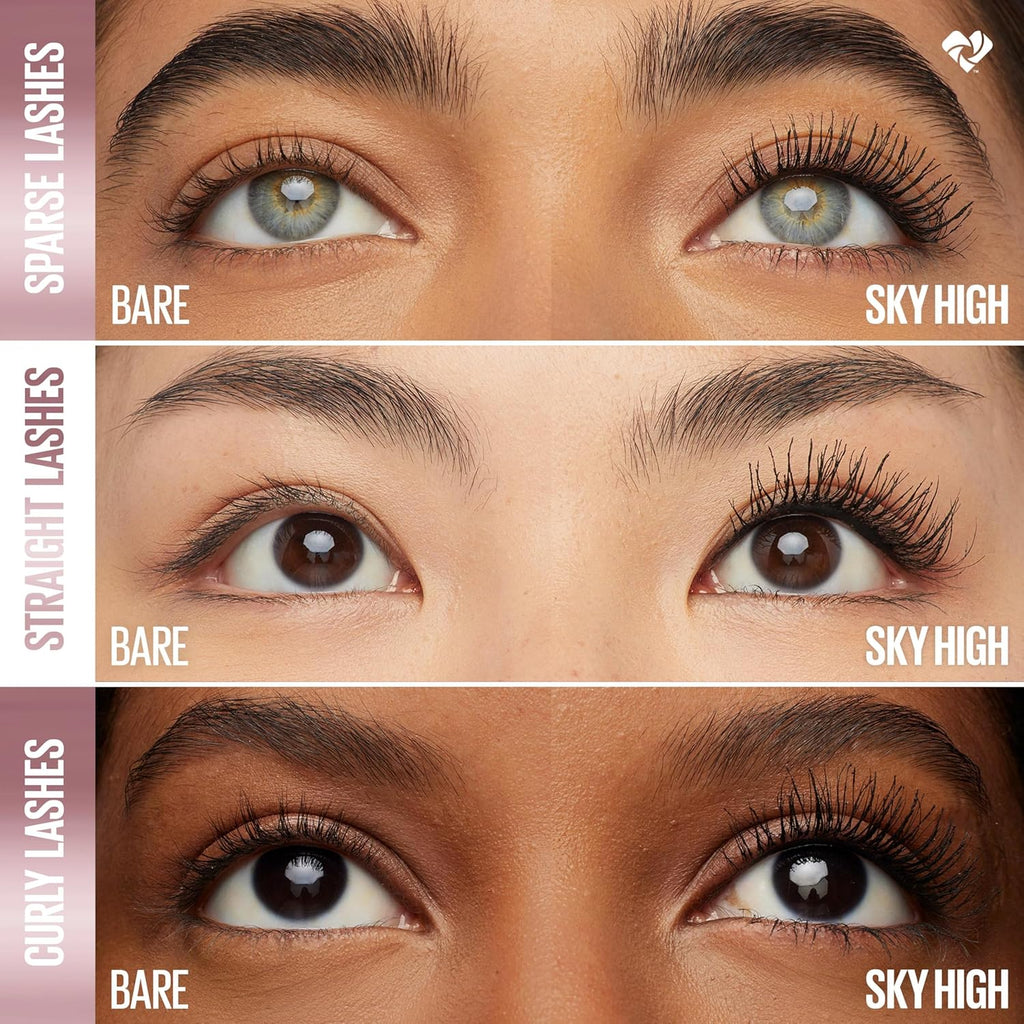 Maybelline Lash Sensational Sky High Washable Mascara Makeup, Volumizing, Lengthening, Defining, Curling, Multiplying, Buildable Formula, Very Black, 1 Count